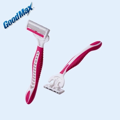 Pink White Four Blade Razor With Lubricant Strip For A Closer And Comfortable Shave